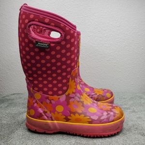 Bogs rain boot Flower Dots Pink Insulated Waterproof Tall Youth Girl 4/W 6/7